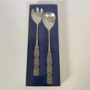 Vintage Tinn Per Norway Vikings Fork and Spoon Set Stopt Tinn Pewter 8.75”